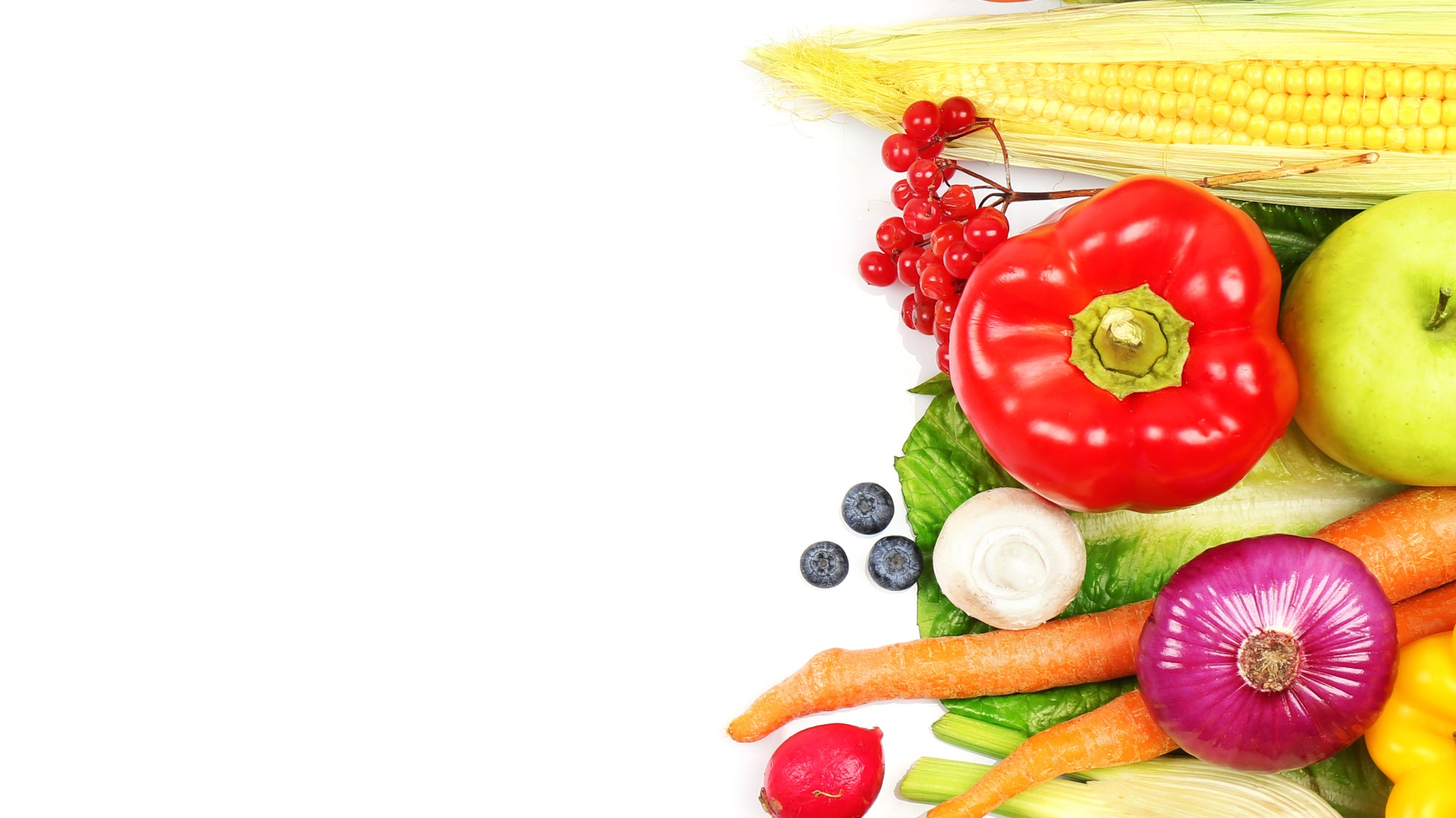 Mixed vegetables on white background